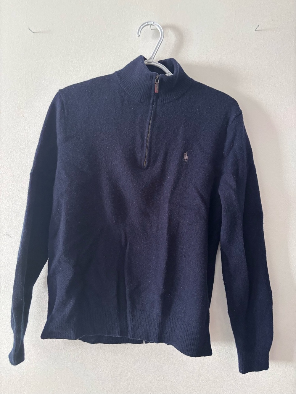 Men’s Polo by Ralph Lauren Navy Half-Zip Merino Wool Sweater
